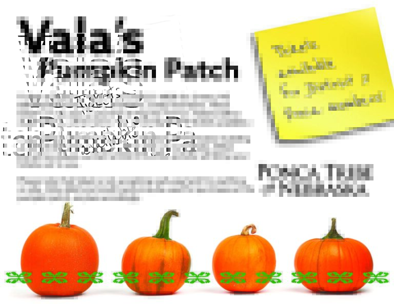District 2 Members: Vala’s Pumpkin Patch Tickets Available