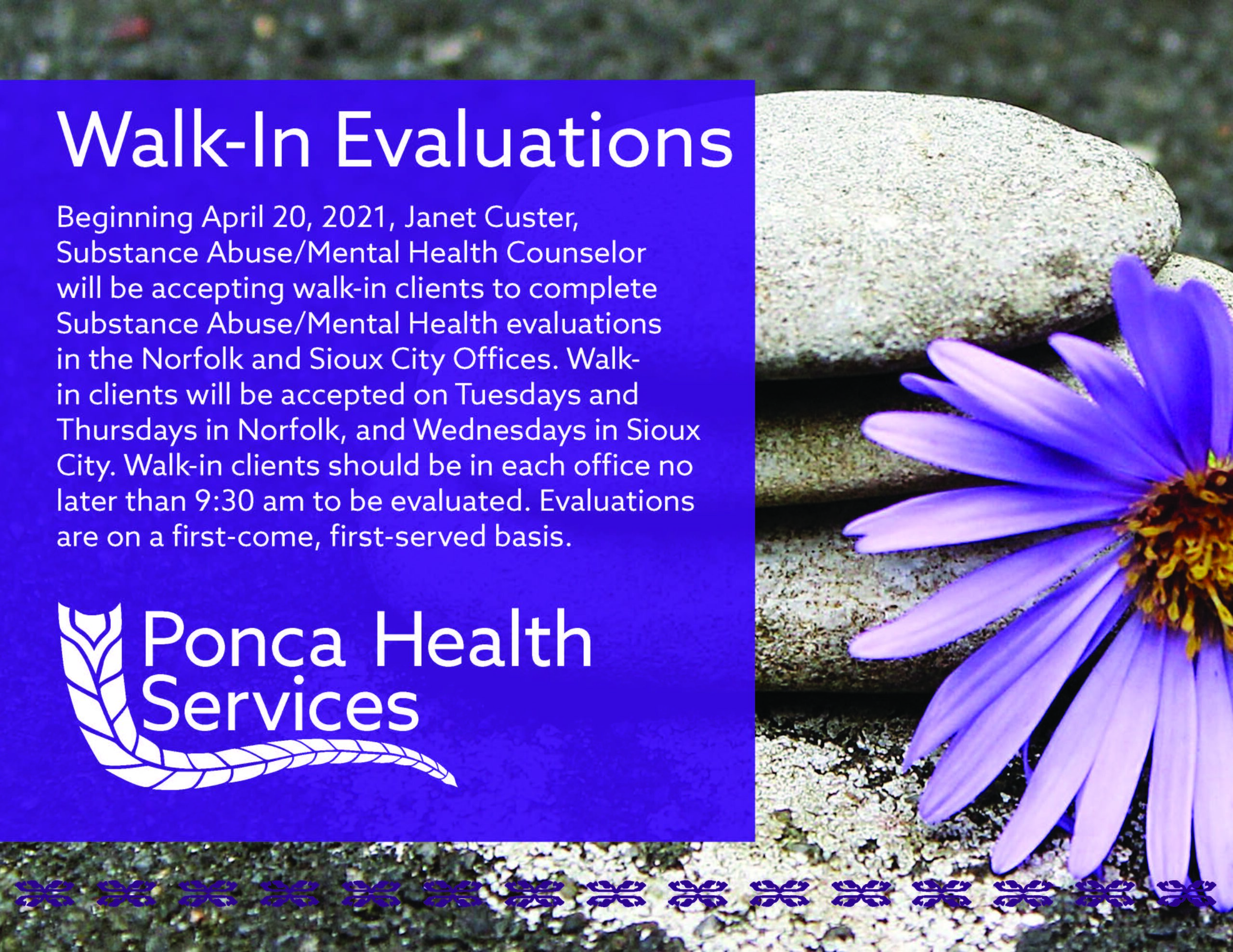 Substance Abuse/Mental Health Walk-In Evaluations