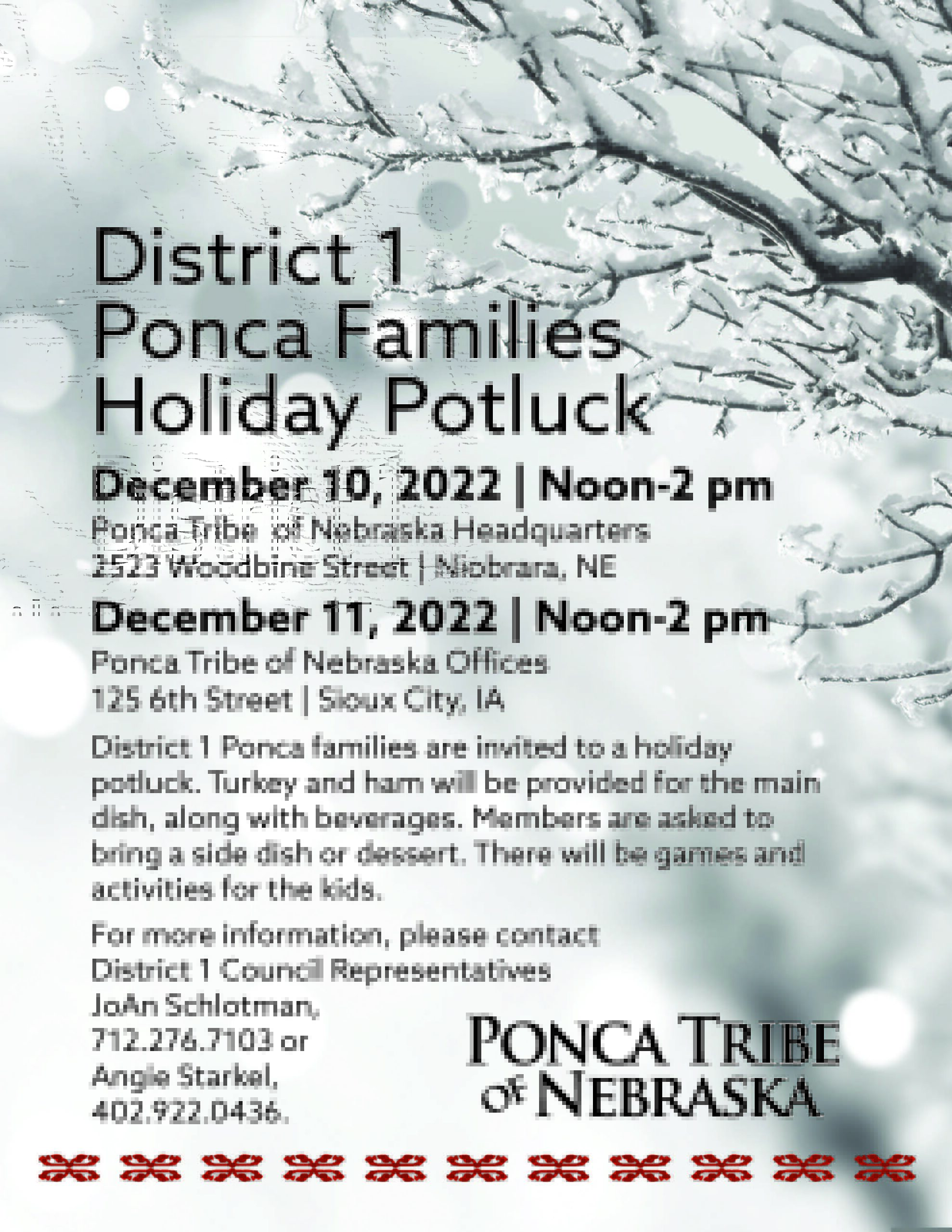 District 1 Ponca Families Holiday Potluck – Niobrara