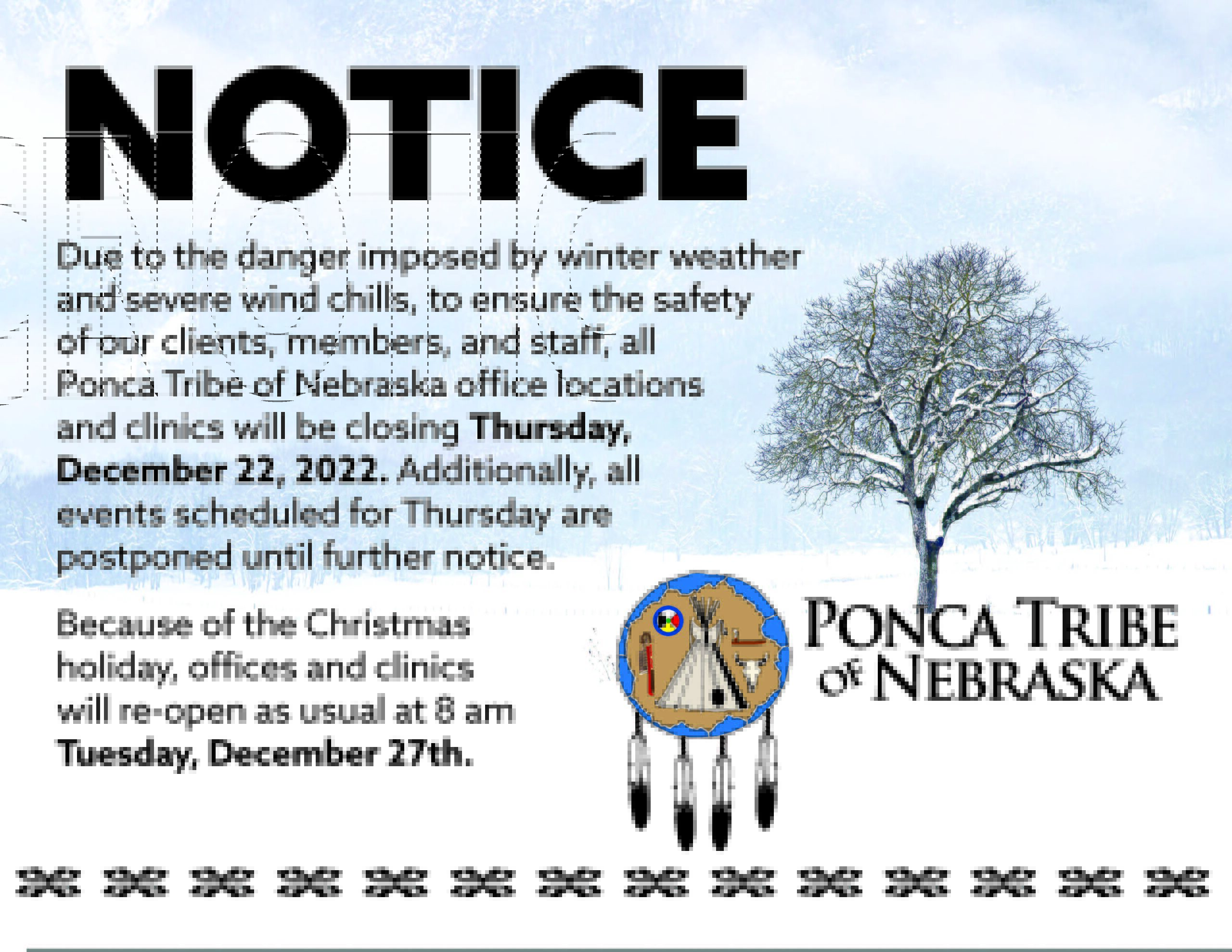 Ponca Tribe of Nebraska Closed December 22, 2022