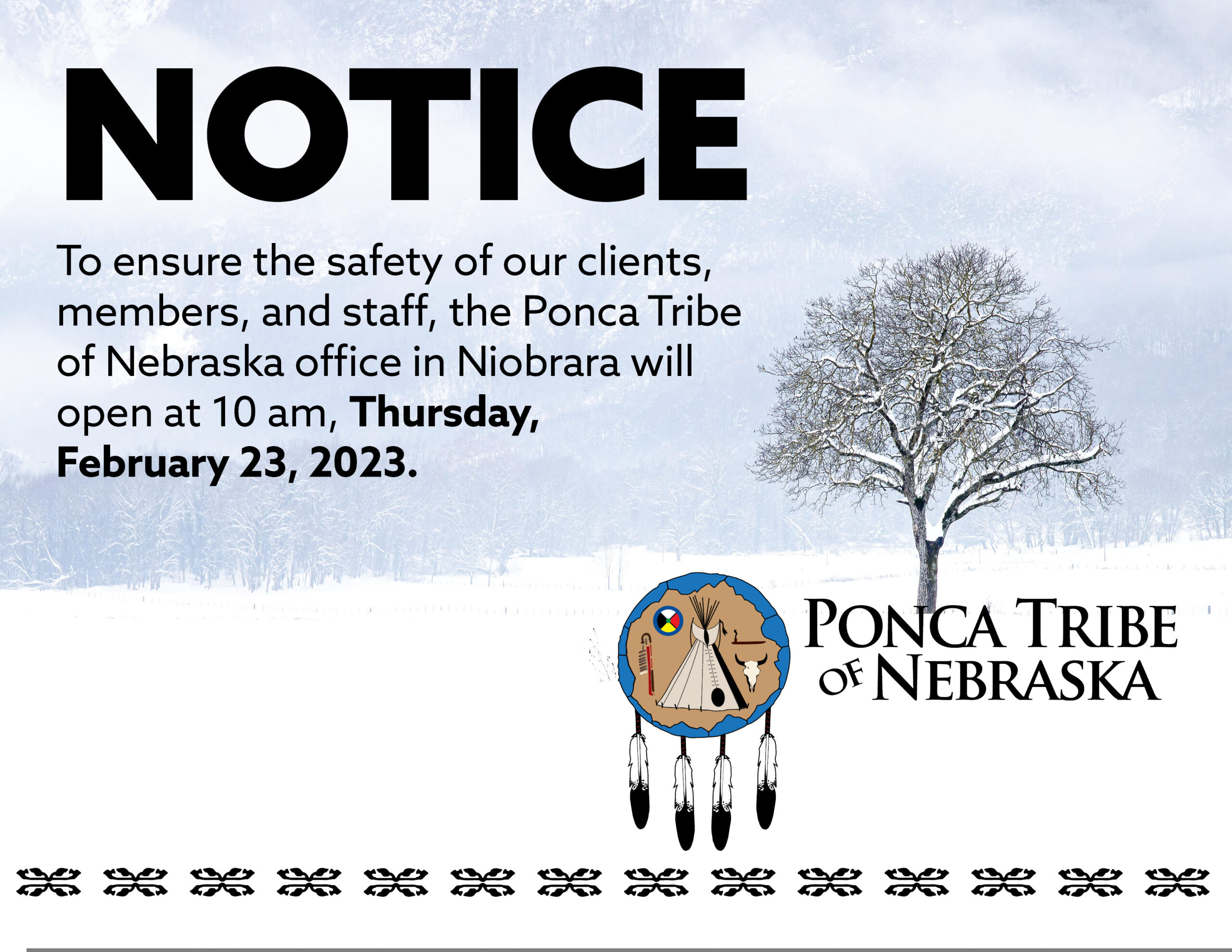 Read more about the article Niobrara Offices opening late Thursday, February 23, 2023