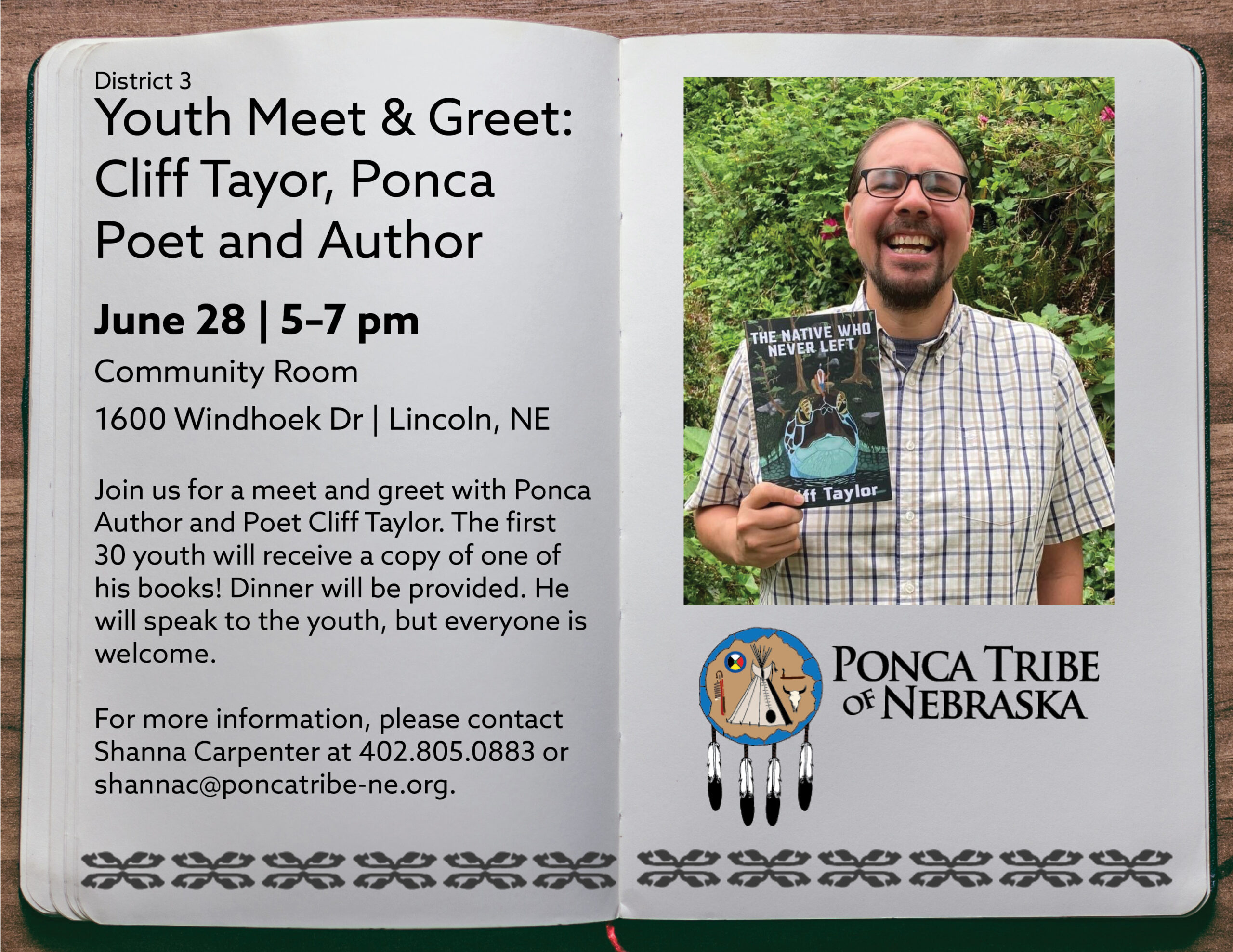 Read more about the article District 3 Youth Meet & Greet: Cliff Taylor, Ponca Poet and Author