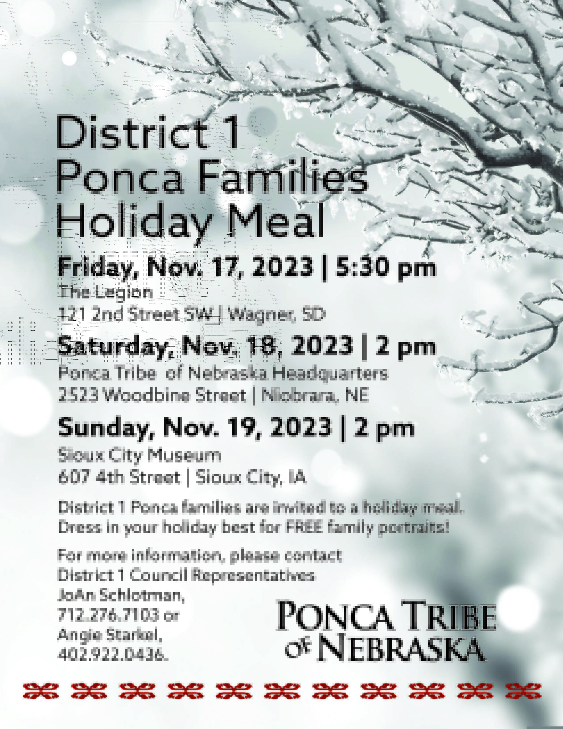 District 1 Ponca Families Holiday Meal – Niobrara
