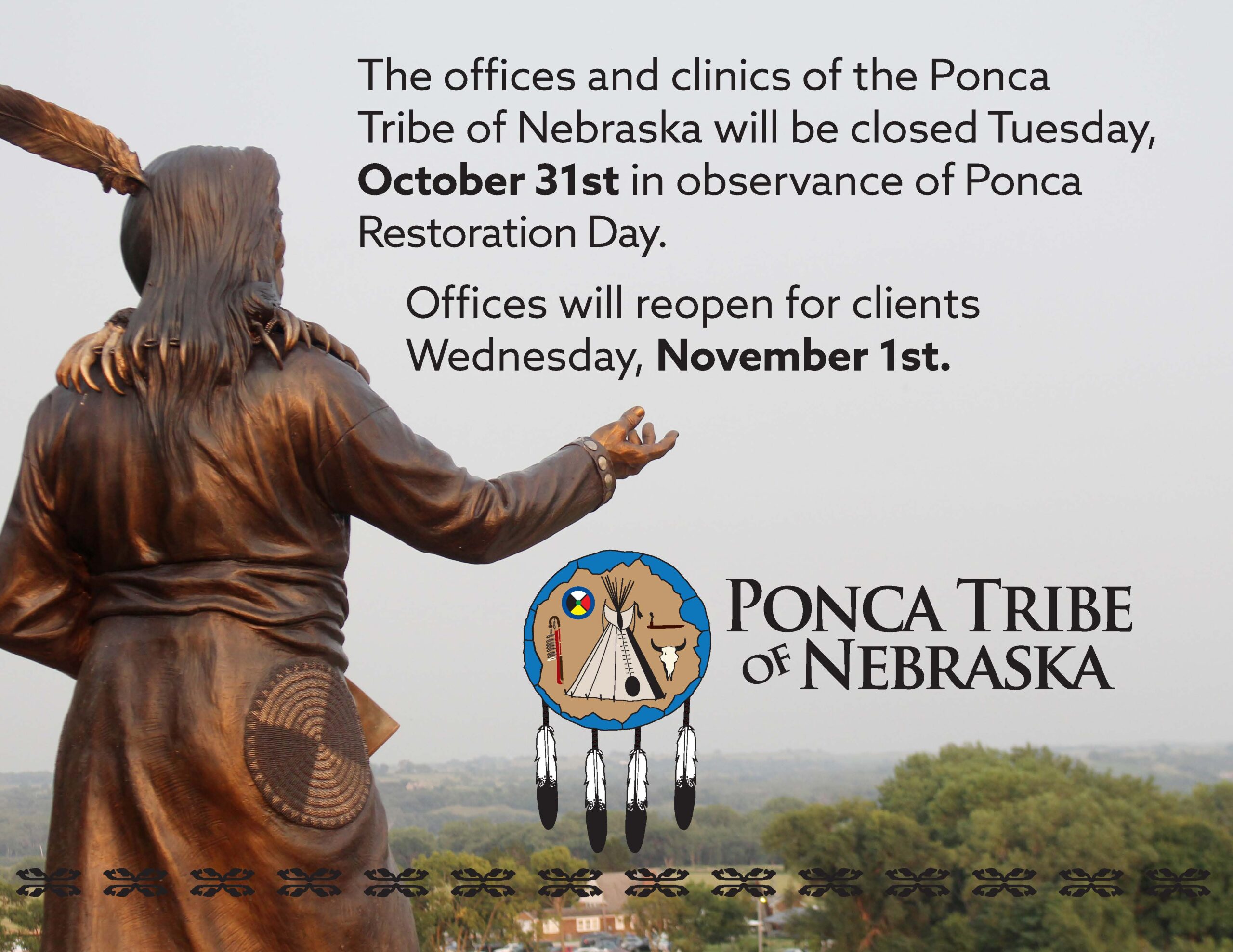 Read more about the article Offices Closed for Ponca Restoration Day