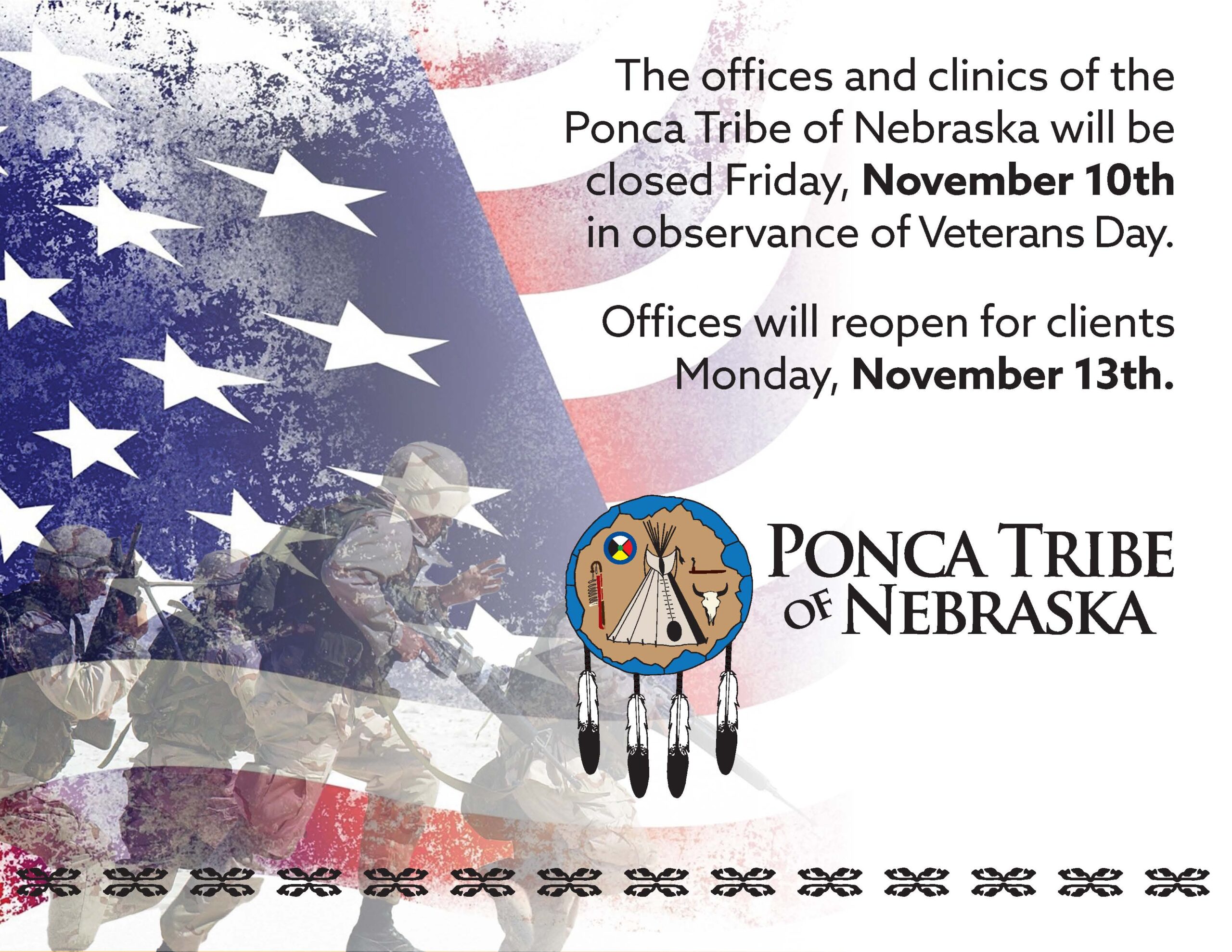 OFFICES CLOSED FOR VETERANS DAY