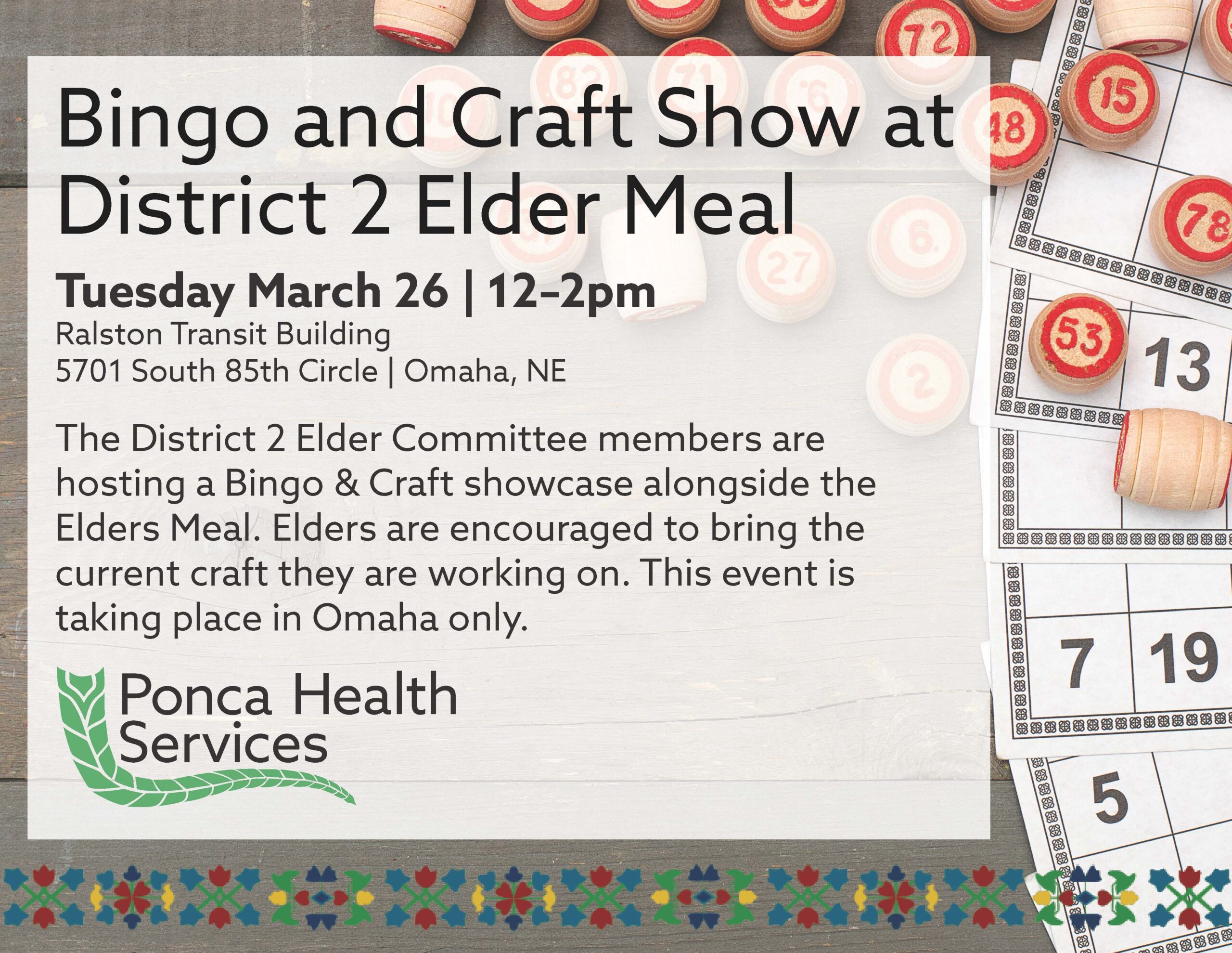 Bingo and Craft Show at District 2 Elder Meal