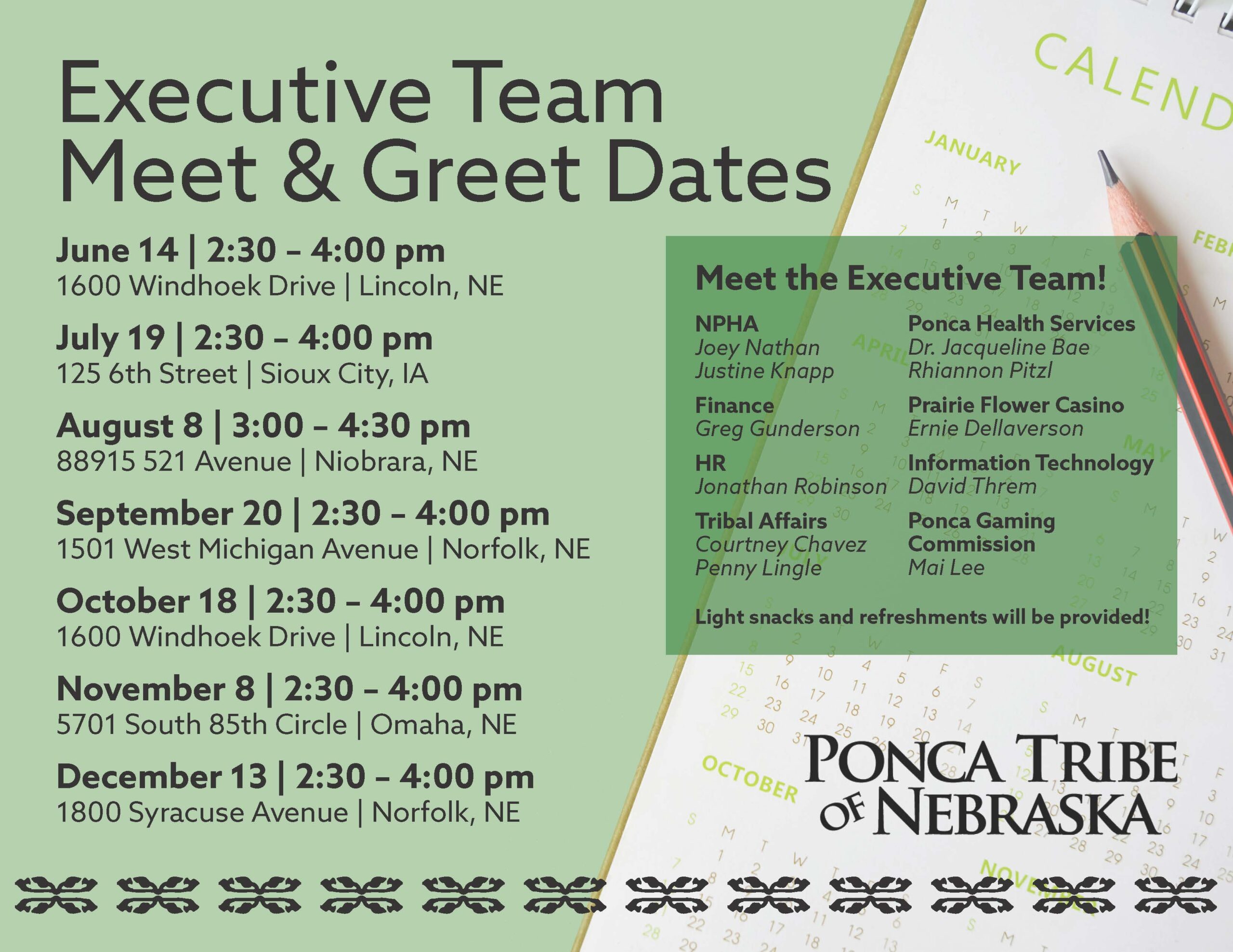 Executive Team Meet & Greet Dates