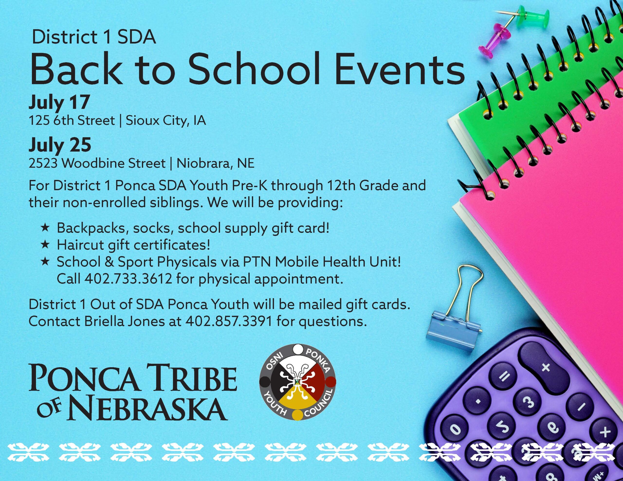 District 1 SDA Back-to-School Events – Sioux City