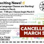 March 5th Ponca Language Class in Lincoln Cancelled