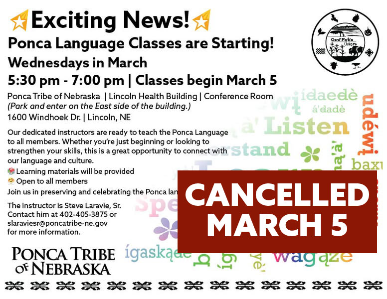 You are currently viewing March 5th Ponca Language Class in Lincoln Cancelled