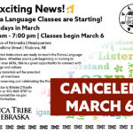 March 6th Ponca Language Class in Niobrara Canceled