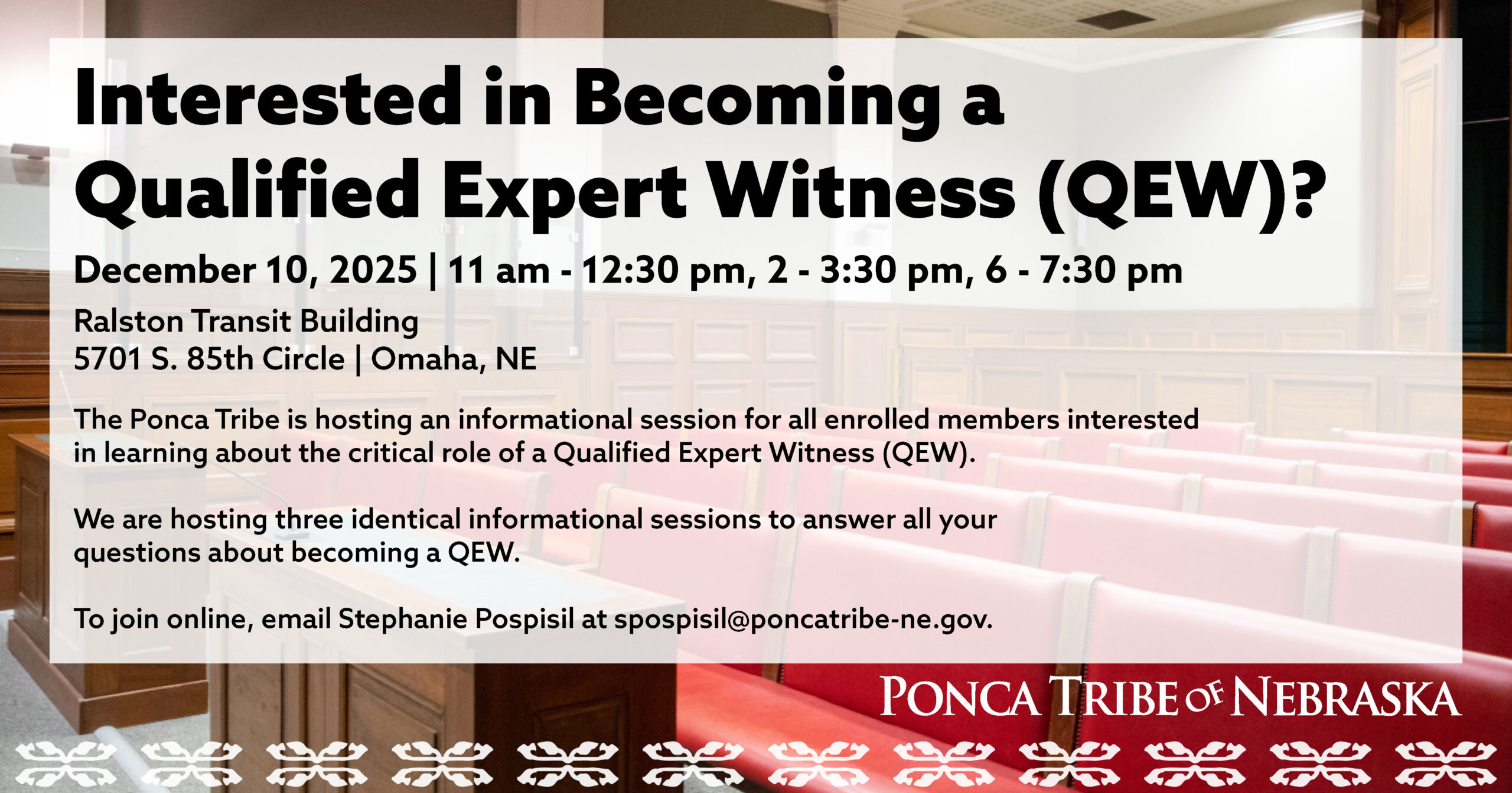 Qualified Expert Witness (QEW) Informational Session – Omaha