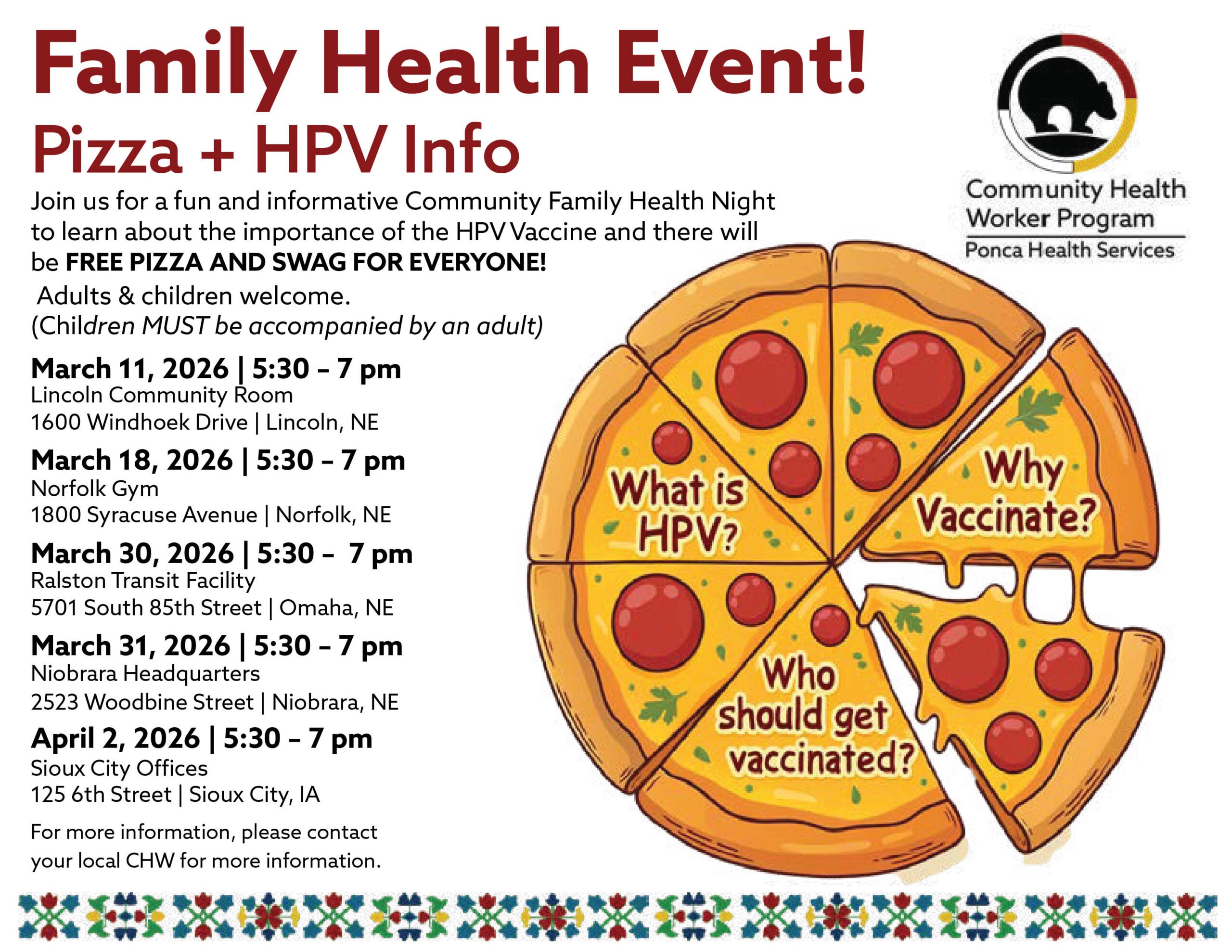 Family Health Event! Pizza + HPV Info