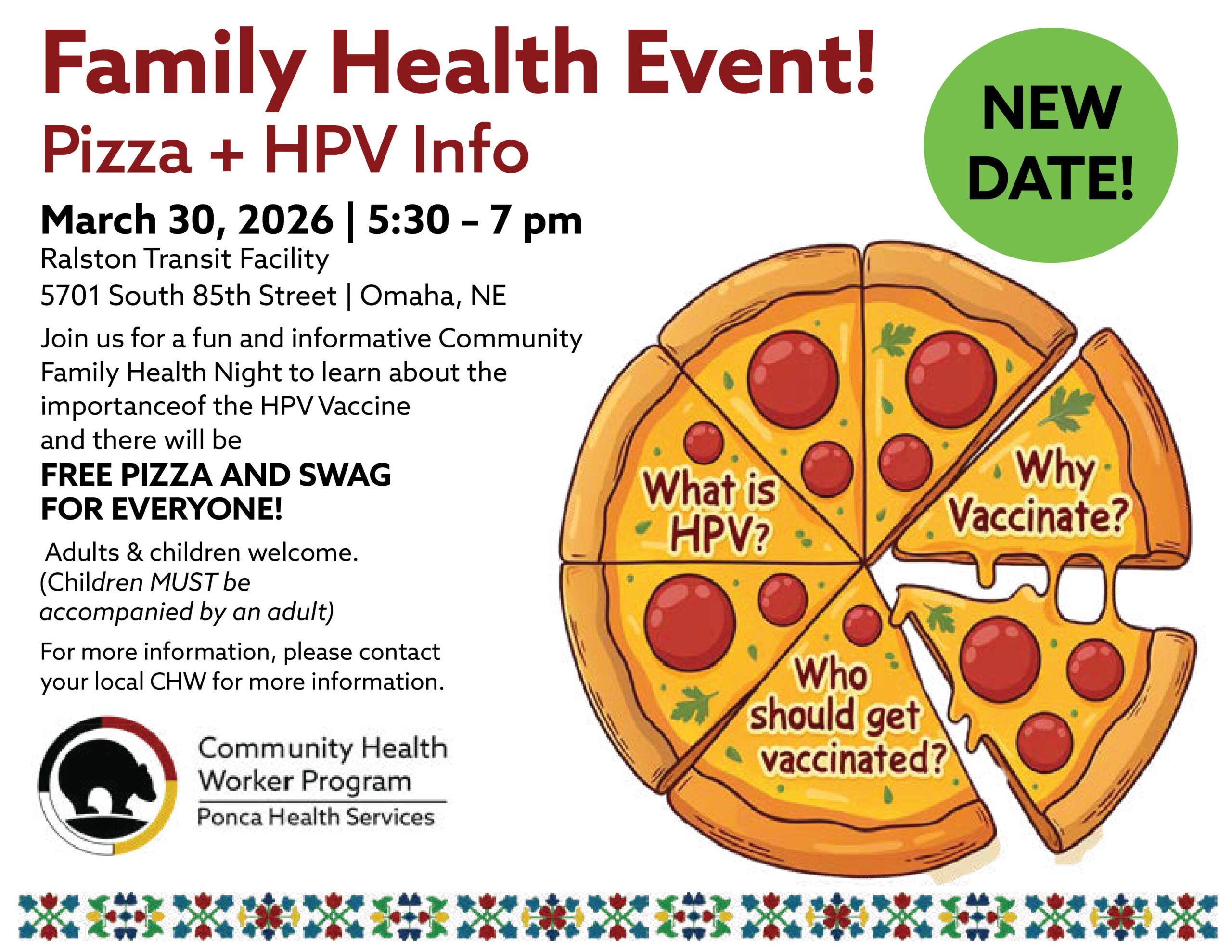 Family Health Event! Pizza + HPV Info